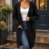 Madeline-Faye Cable Knit Cardigan - Black