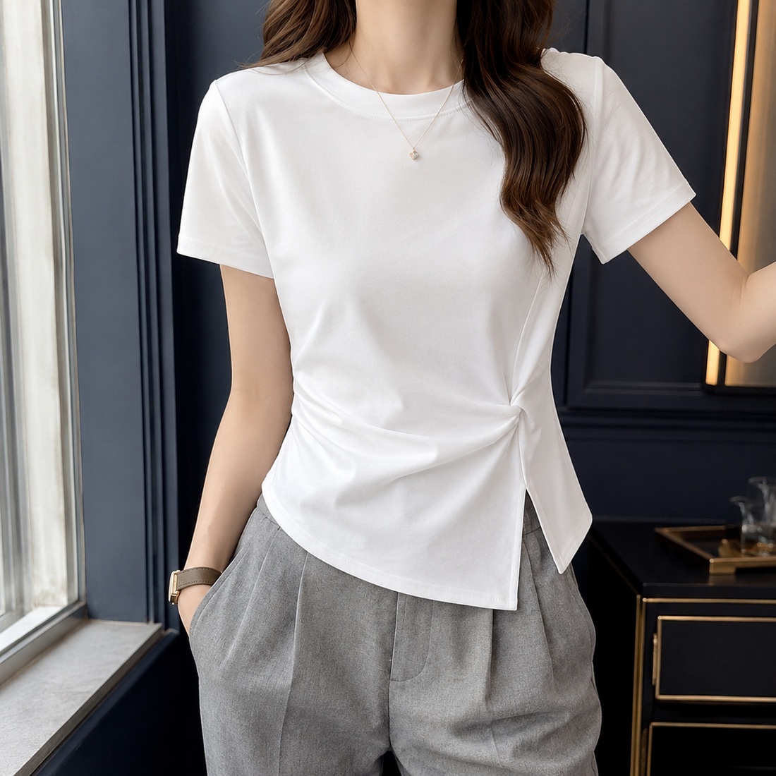 Demelza Side Twist Top - M12 # White