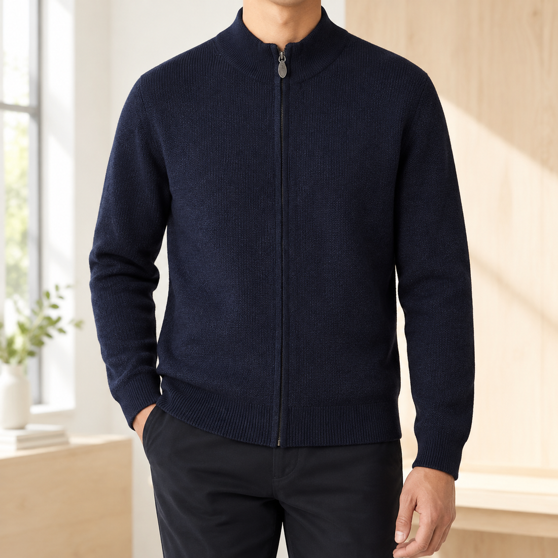 Finnian Full-Zip Cardigan - Blue
