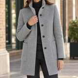 Ashley-Skye Stand Collar Coat - Light Gray