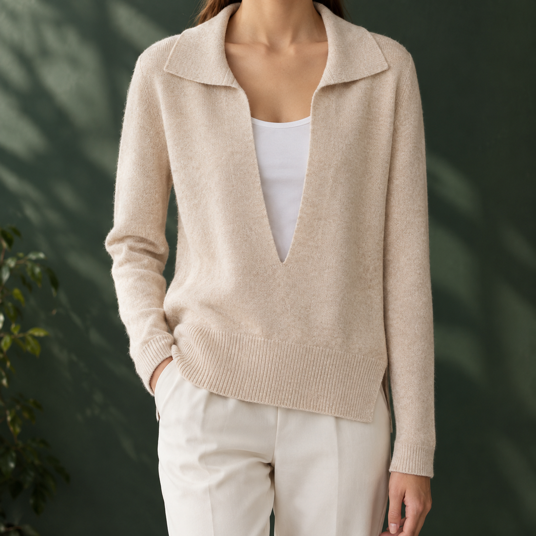 Leontine-Grace Layered Look Sweater - Apricot