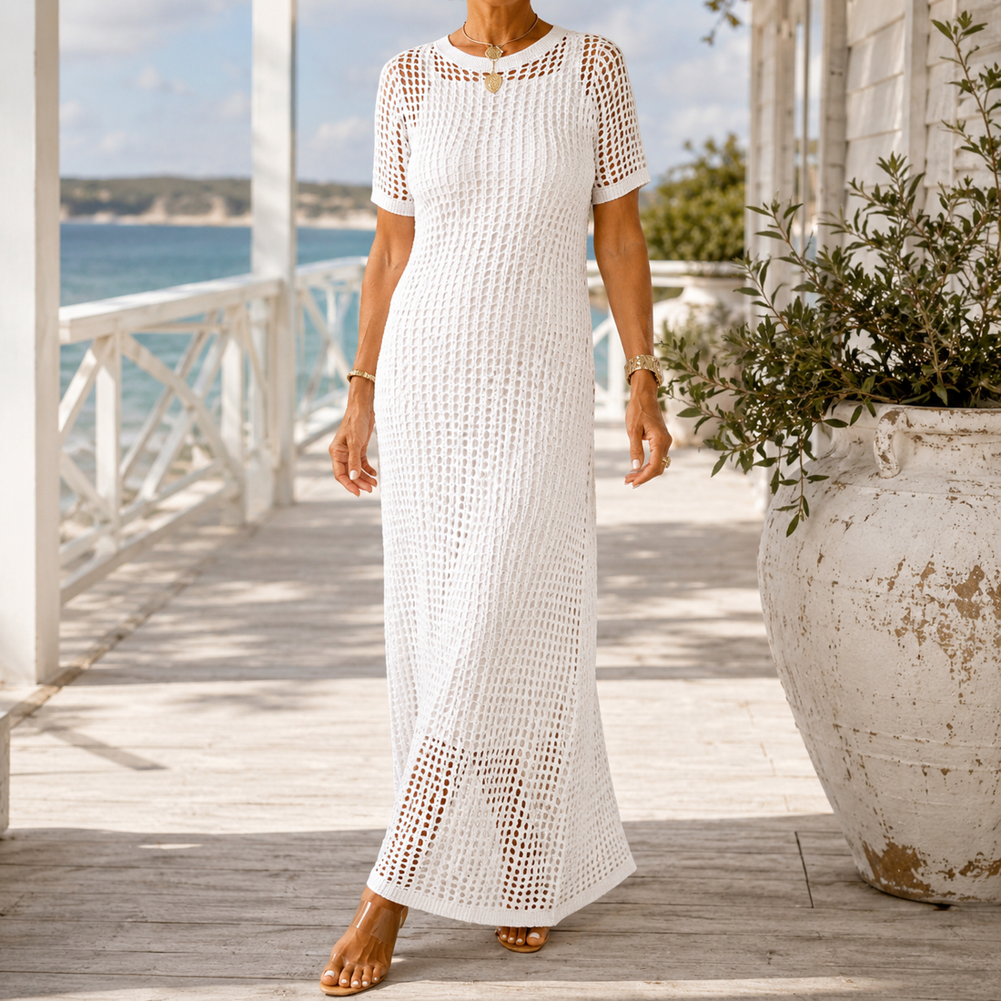Willa Crochet Maxi Dress - White