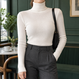 Sidonie Ribbed Turtleneck - White