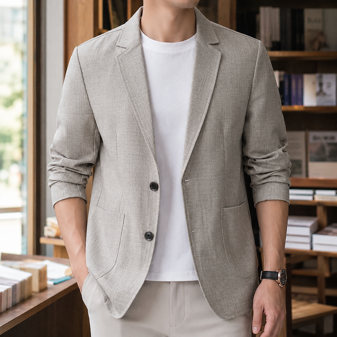 Bastien Woven Blazer - Gray
