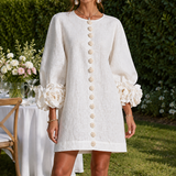 Nadia-Marie Rosette Cuff Dress - White