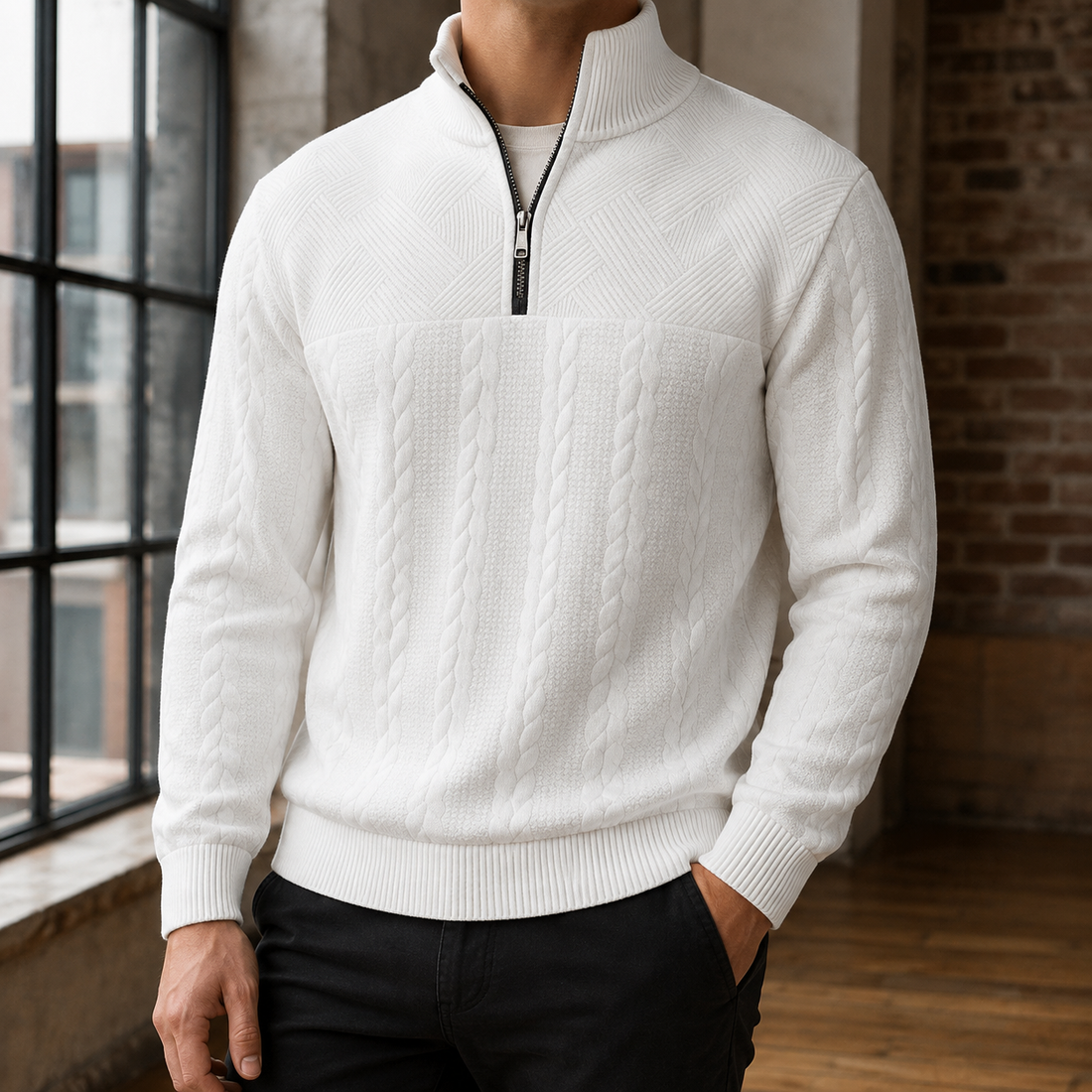 Beckett Cable Sweater - White