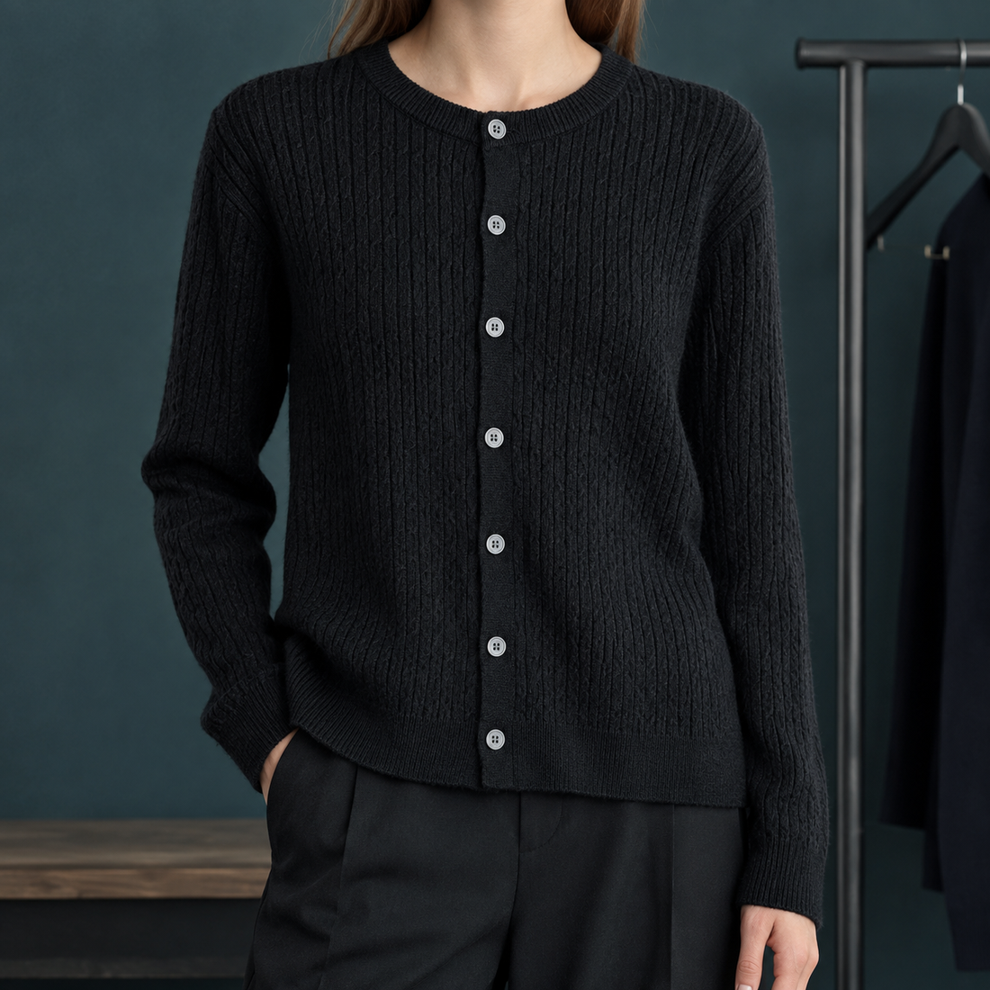 Shannon Cable Cardigan - Black