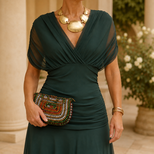 Ada Draped Maxi Dress - Green
