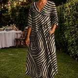 Renata-Kate Abstract Maxi Dress - Black And Cream
