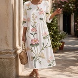 Vivienne Embroidered Midi Dress - Ivory