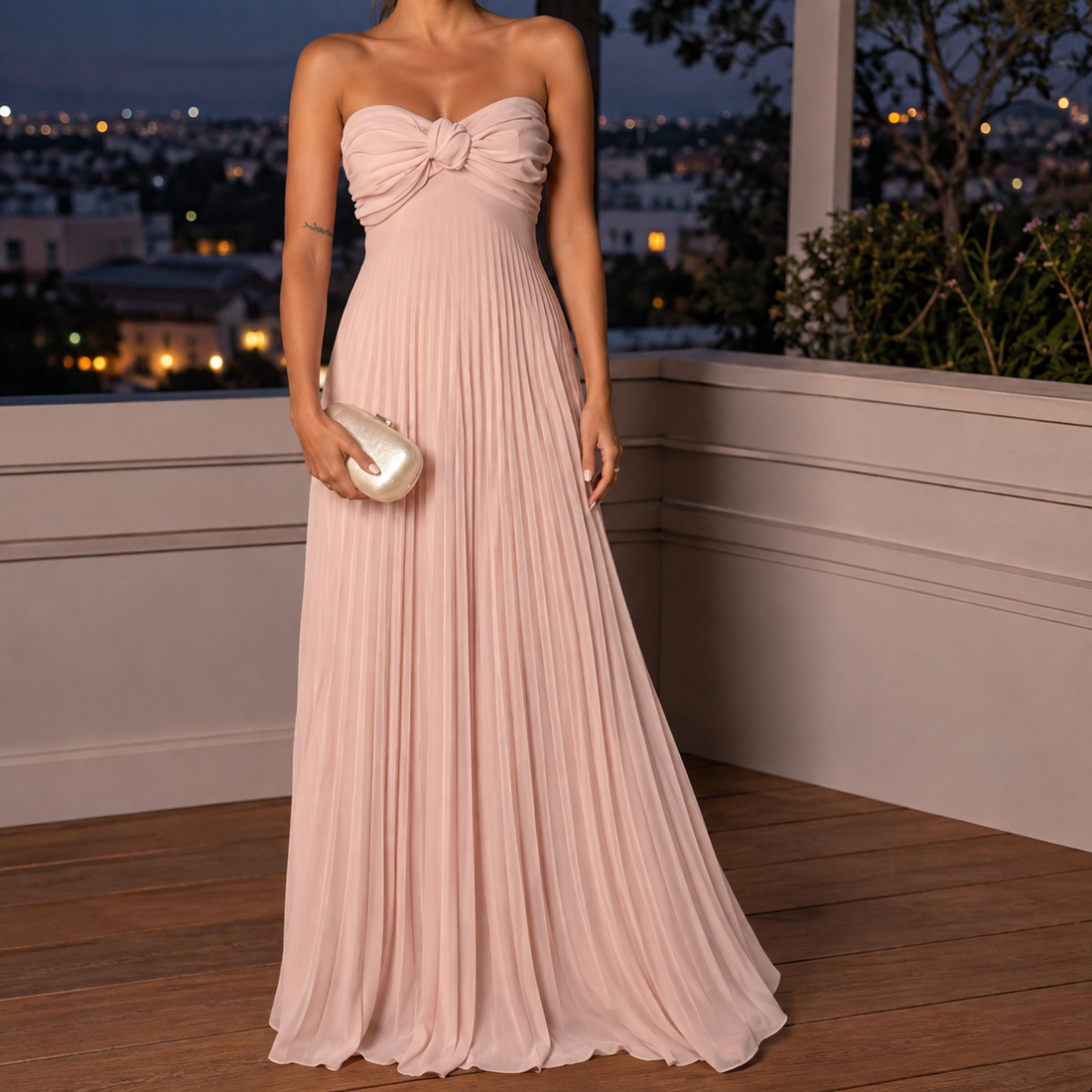 Lorelei-Hope Pleated Maxi Dress - Light Pink