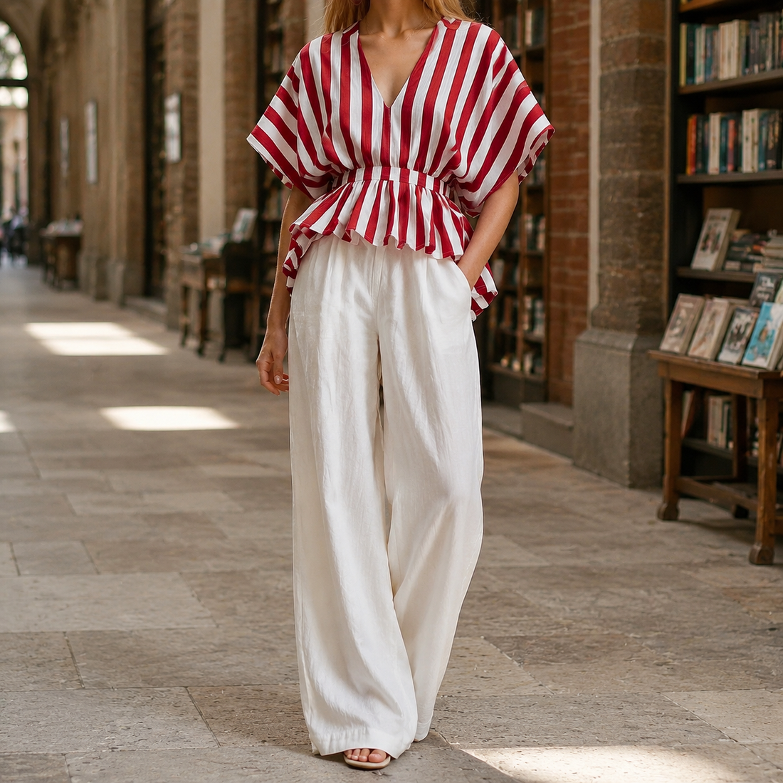 Maxine-Lane Wide Leg Set - Red