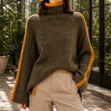 Romy-Pearl Turtleneck Sweater - Brown