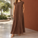 Heidi-Louise Pleated Maxi Dress - Dark Brown