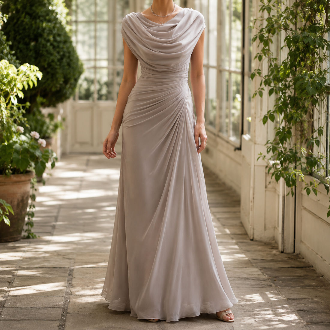 Sylvie-Skye Cowl Maxi Dress - Taupe