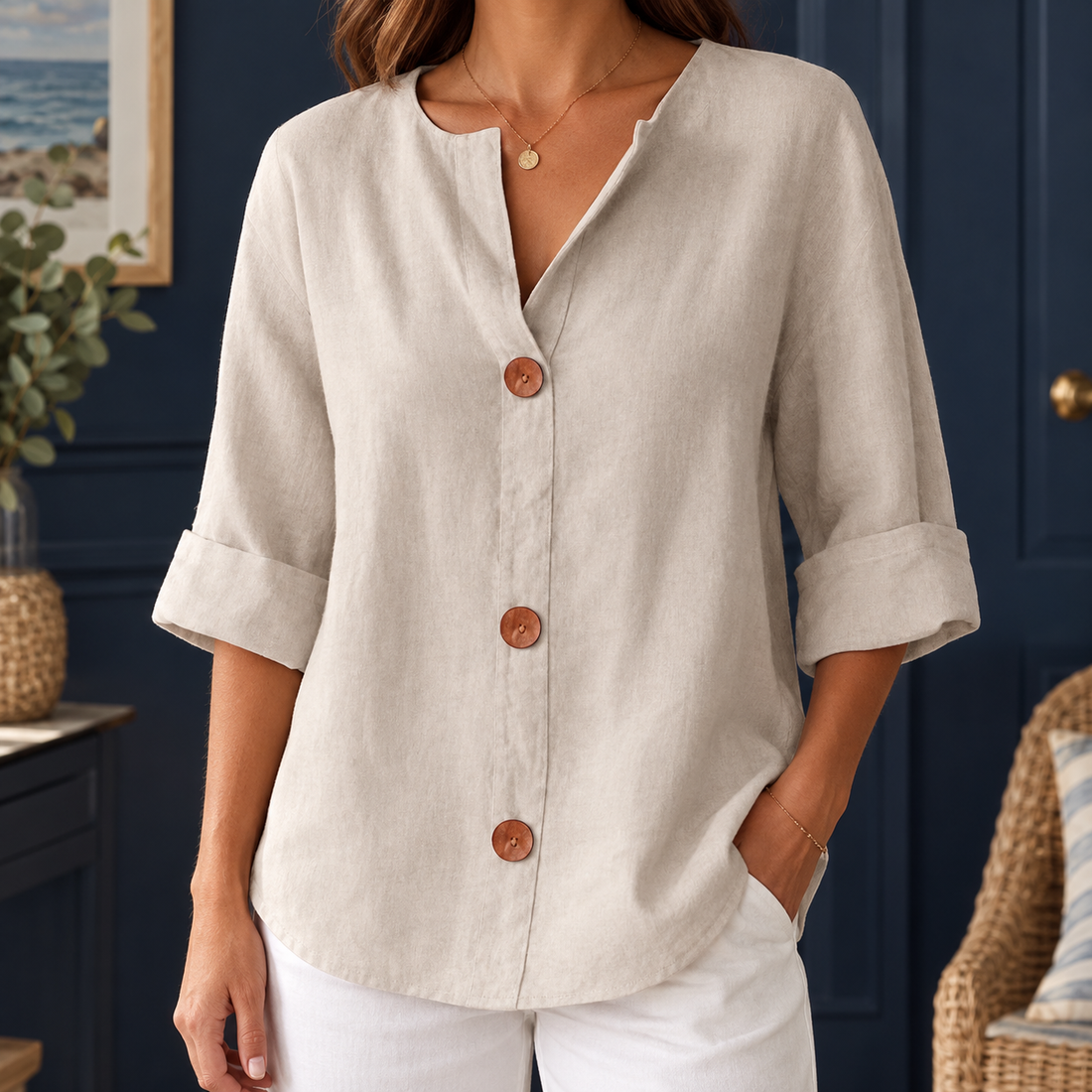 Natalia-Kate Relaxed Blouse - Beige