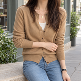 Iolanthe Crew Neck Cardigan - Camel