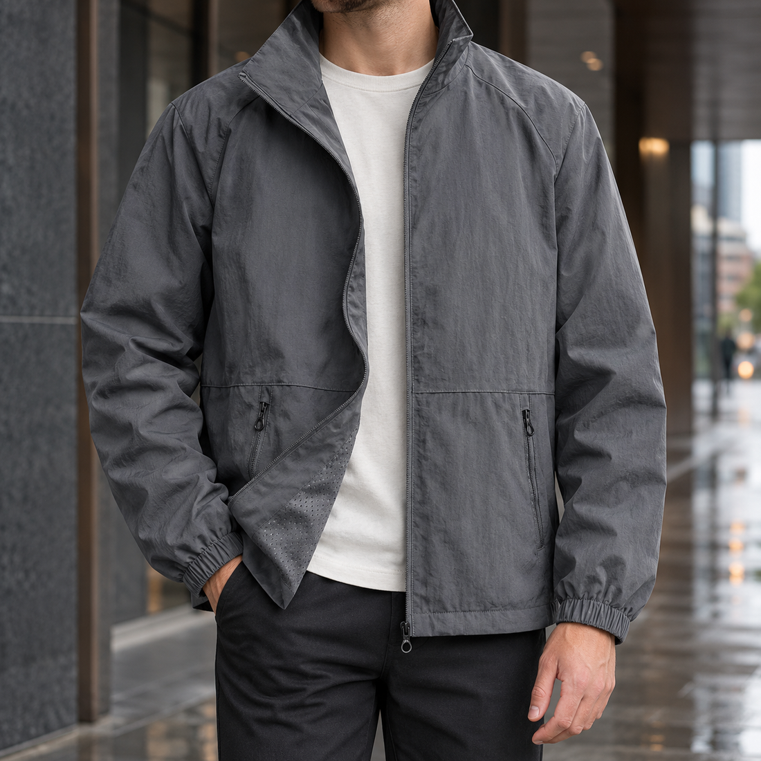 Nicholas Stand Collar Jacket - Dark Gray