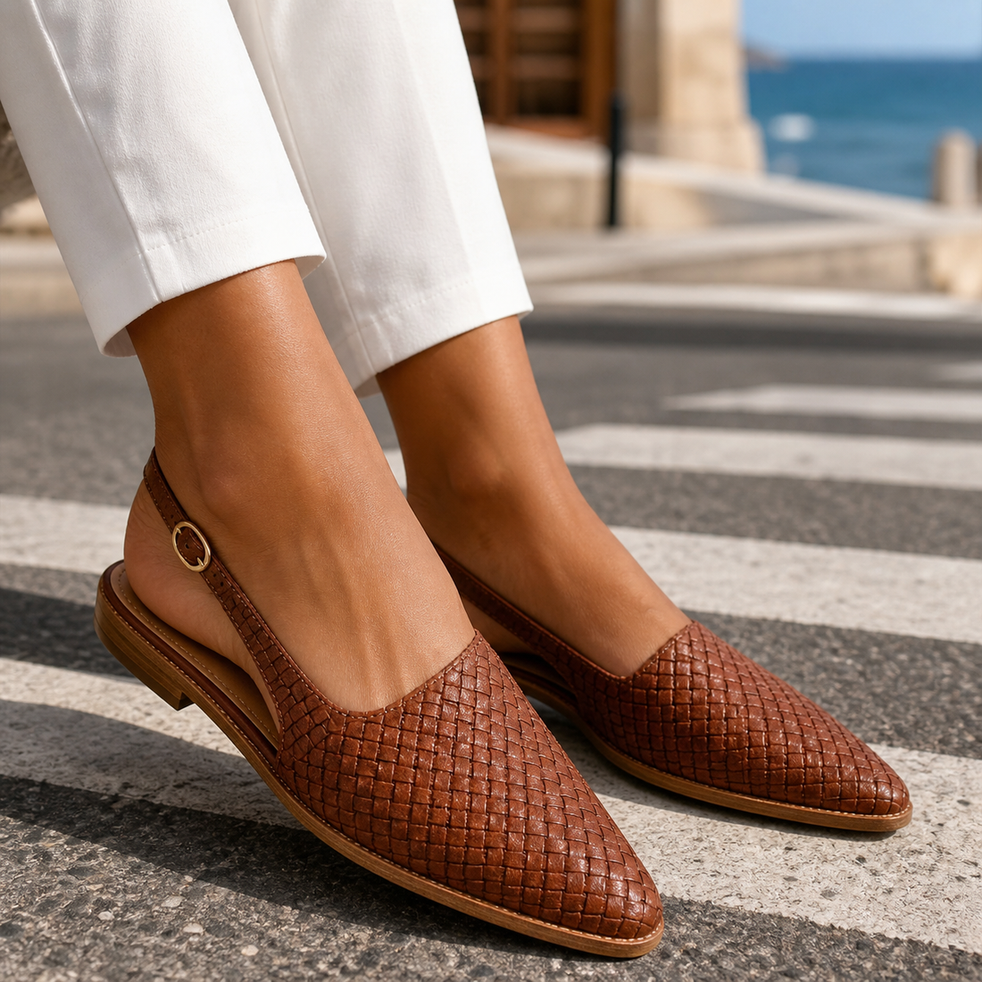 Valencia Woven Slingbacks - Brown