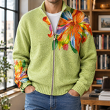 Ulric Zip Sweater - Lime Green Floral