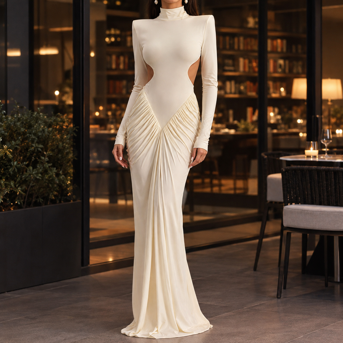 Ambrosine Cutout Maxi Dress - Light Apricot