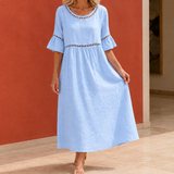 Estella-Rae Eyelet Midi Dress - Sky Blue