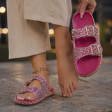 Gubbio Rhinestone Sandals - Rose Red