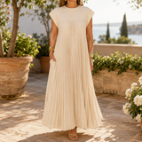 Willa Pleated Maxi Dress - Beige