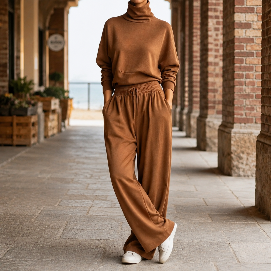 Estella-Faye High Neck Set - Brown