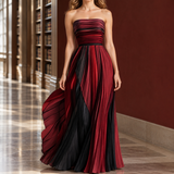 Madeline-Faye Strapless Dress - Burgundy