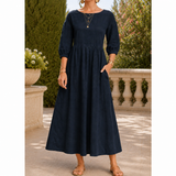 Saskia Gathered Maxi Dress - Navy