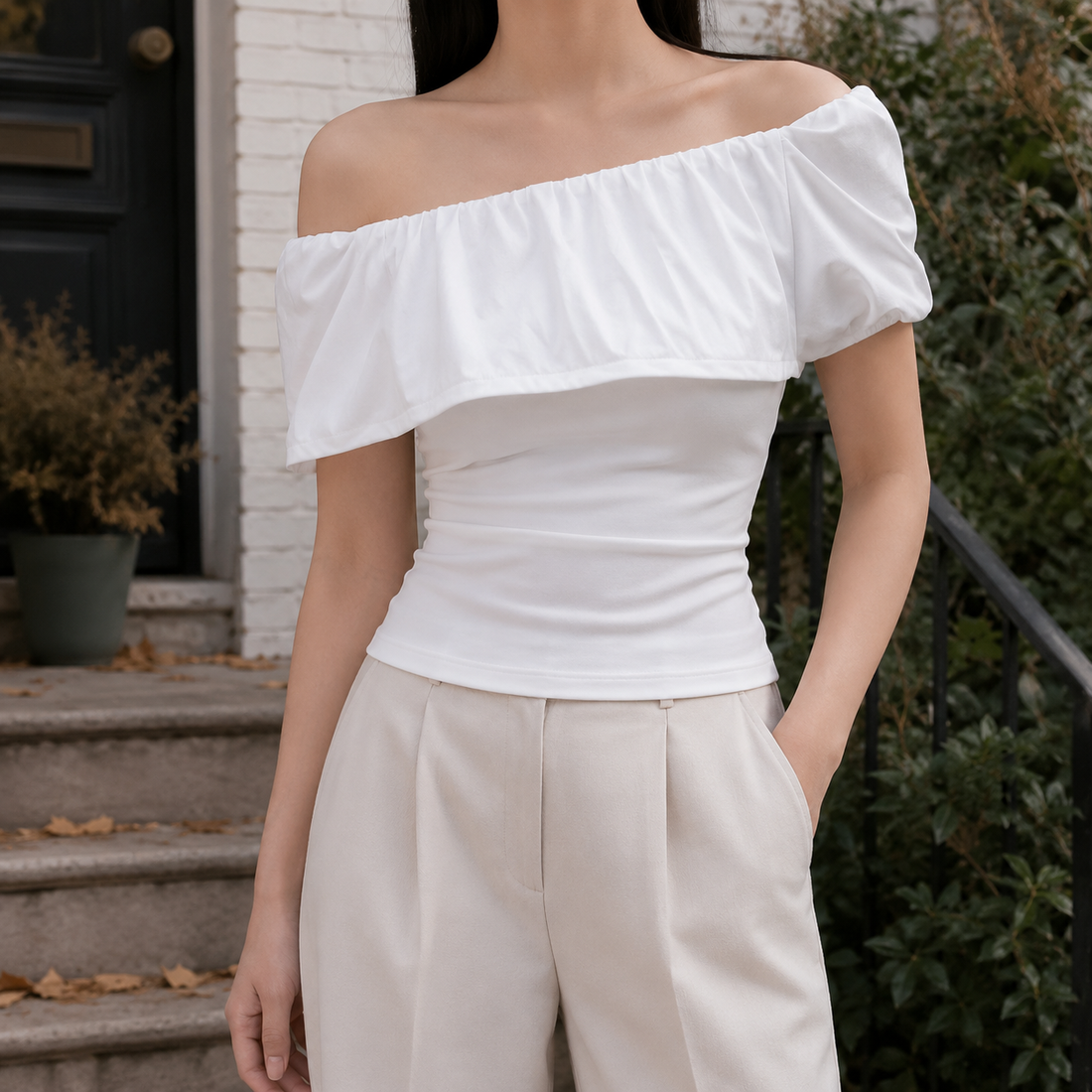 Capucine Ruffled Top - White