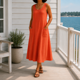 Colette-June A-Line Dress - Orange