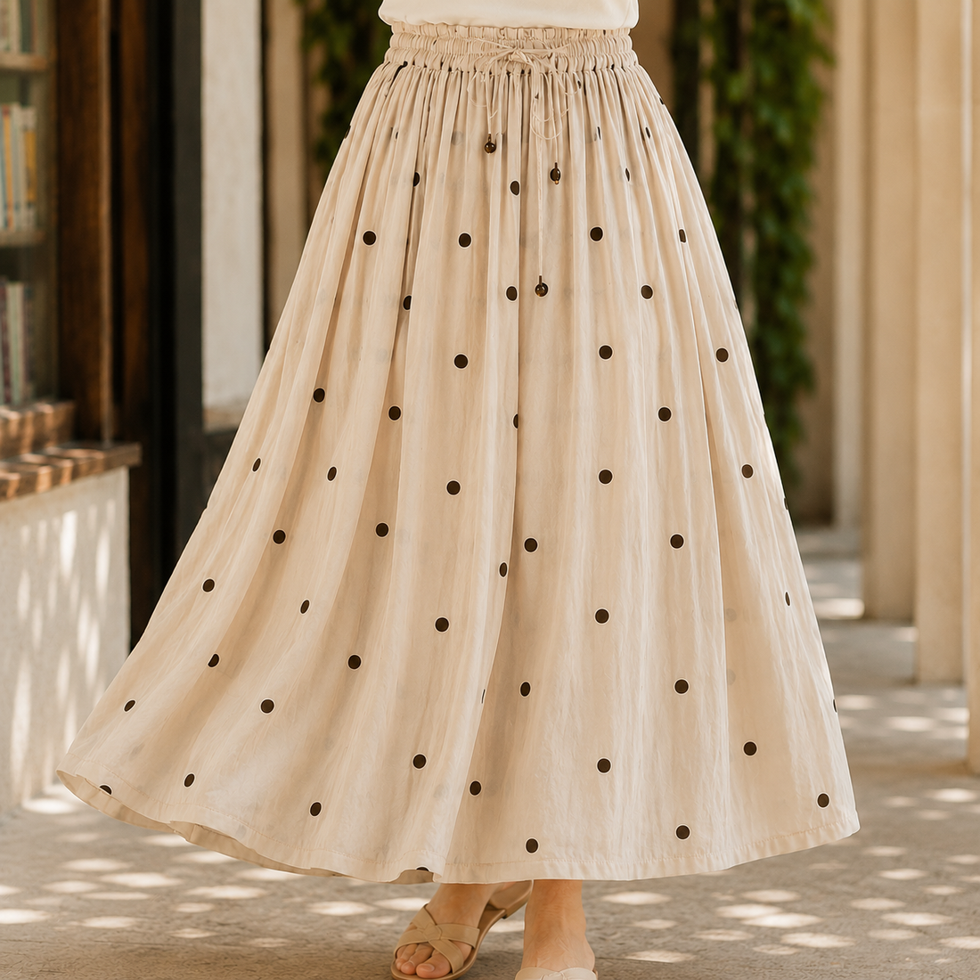 Imogen Polka Dot Skirt - Apricot