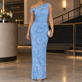 Cleo-Claire One-Shoulder Maxi Dress - Blue