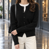 Savannah-Grace Round Neck Cardigan - Black