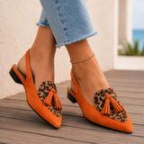 Neroni Tassel Slingbacks - Orange And Leopard