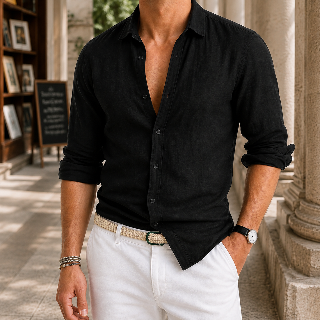 Anton Button Shirt - Black