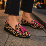 Battaglia Suede Tassel Loafers - Leopard Print