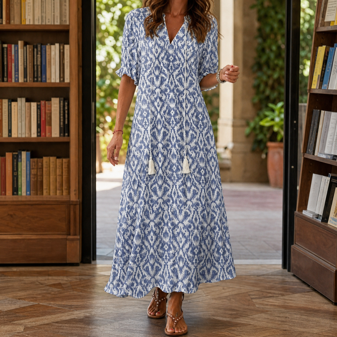 Darcy-Mae Printed Maxi Dress - Blue