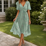Amelie Wrap Midi Dress - Light Green