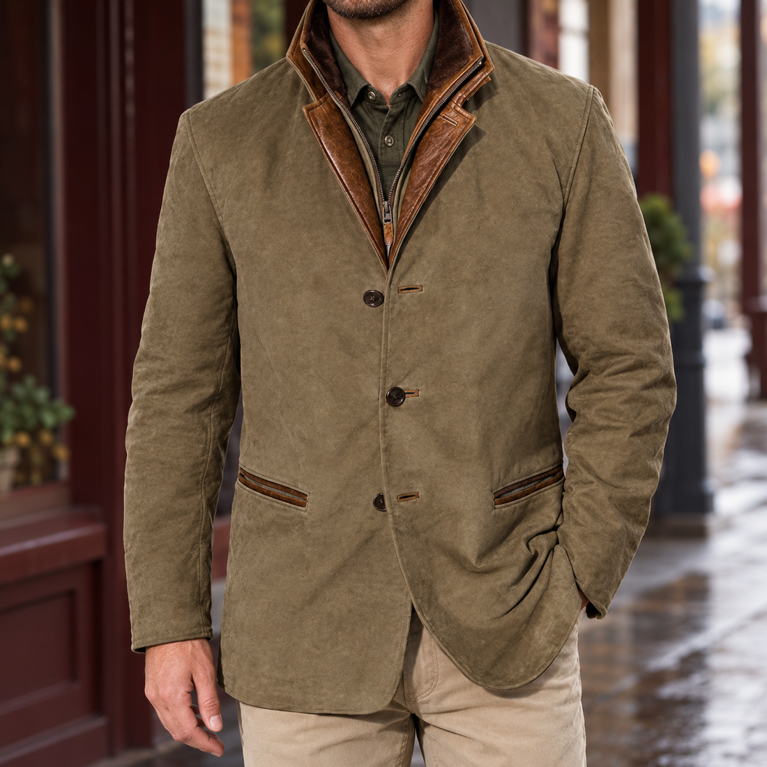 Ryan Layered Jacket - Khaki