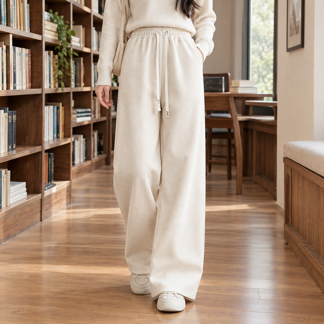 Evelina-Louise Wide Leg Pants - Rice White