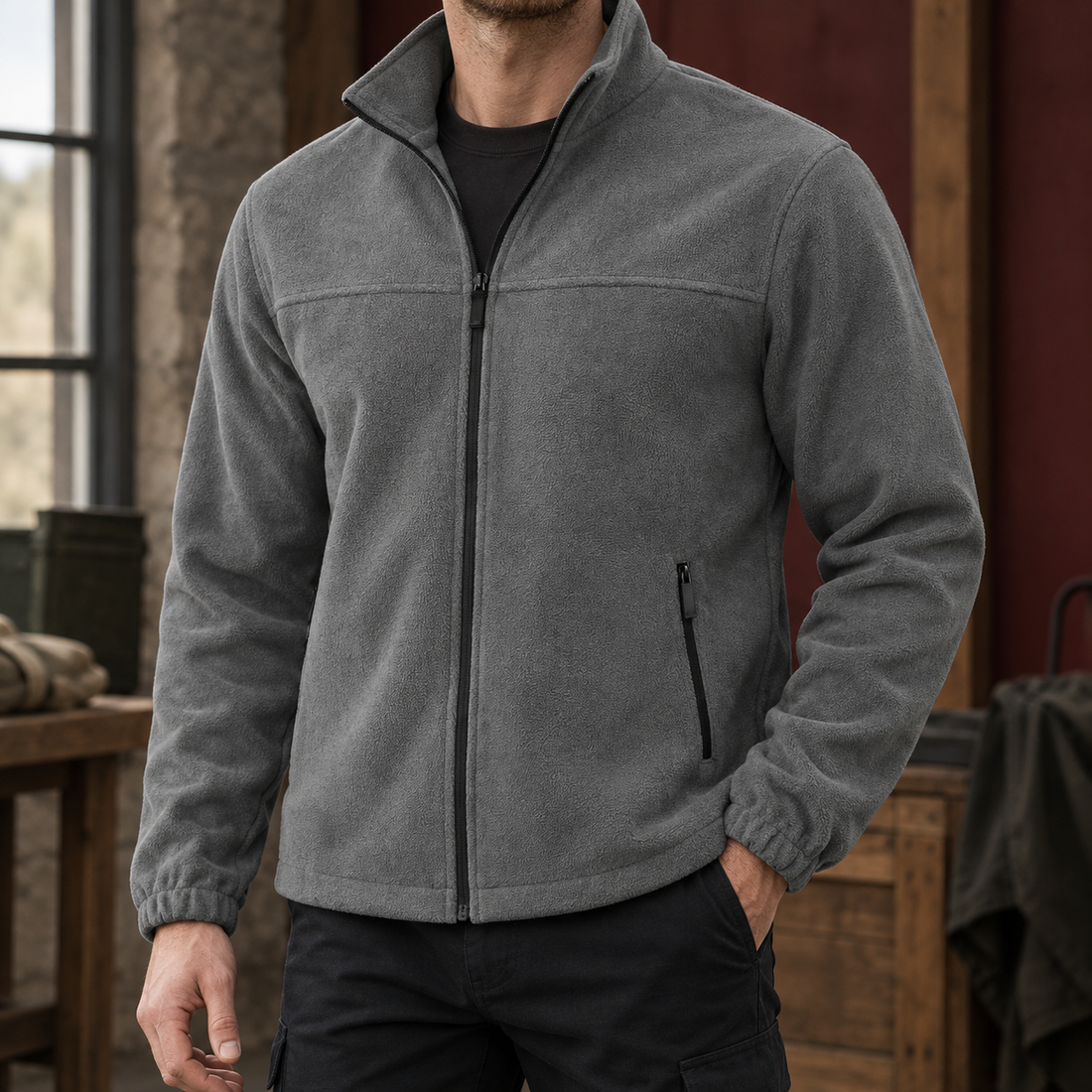 Godfrey Stand Collar Jacket - Dark Gray
