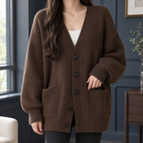 Fernanda-Kate Ribbed Cardigan - Brown