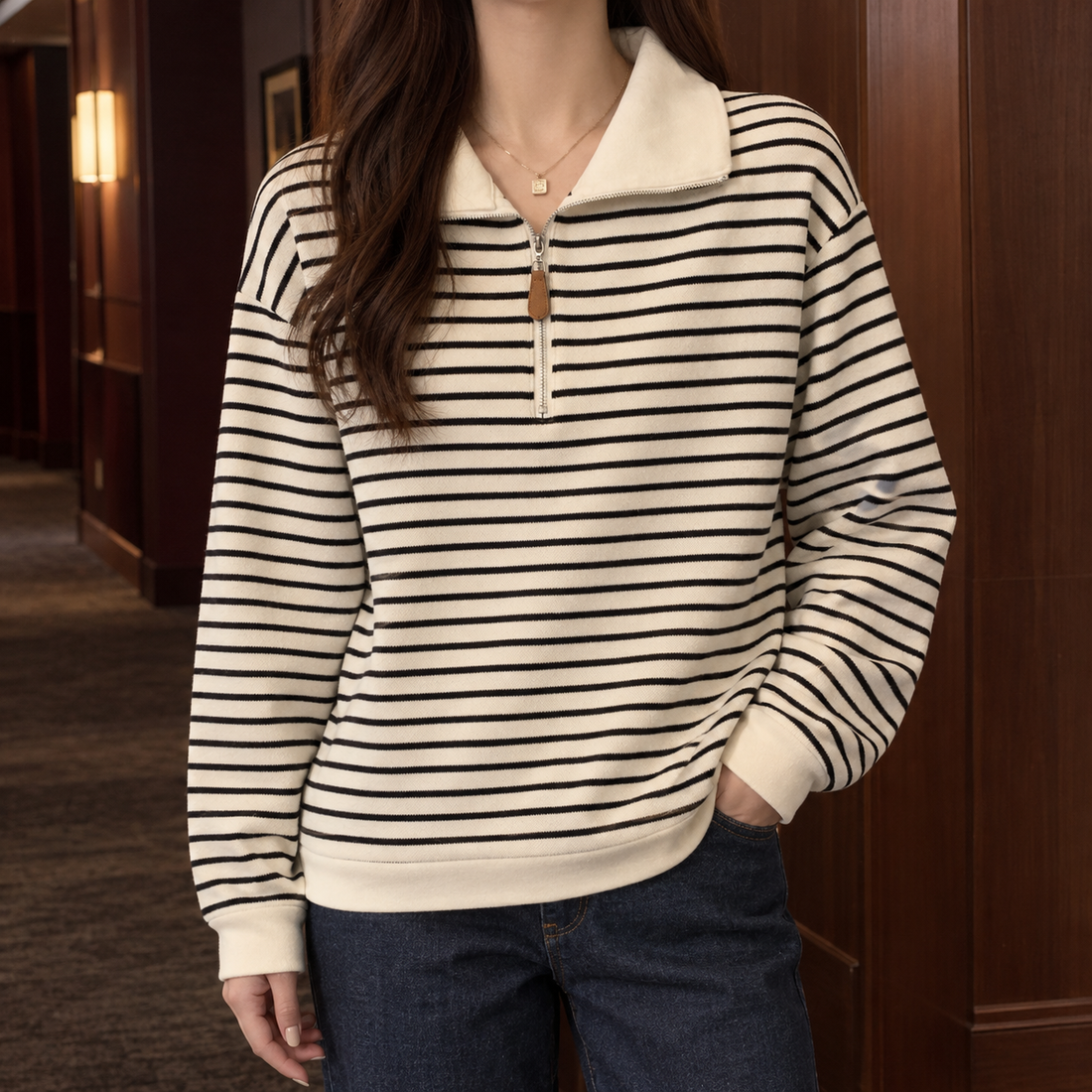 Stacey-Lane Striped Top - Apricot
