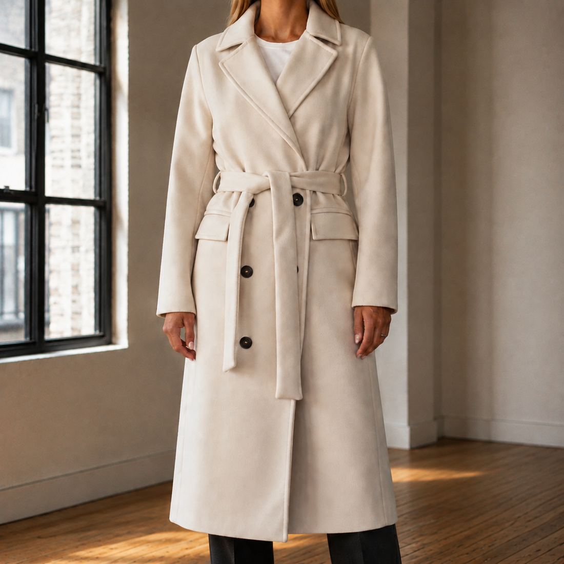 Natalia Belted Overcoat - Beige