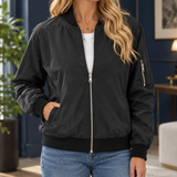 Ludovica Zip Bomber Jacket - Black