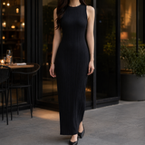Morwenna Ribbed Maxi Dress - Black