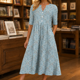 Liliana-Claire Floral Midi Dress - Blue